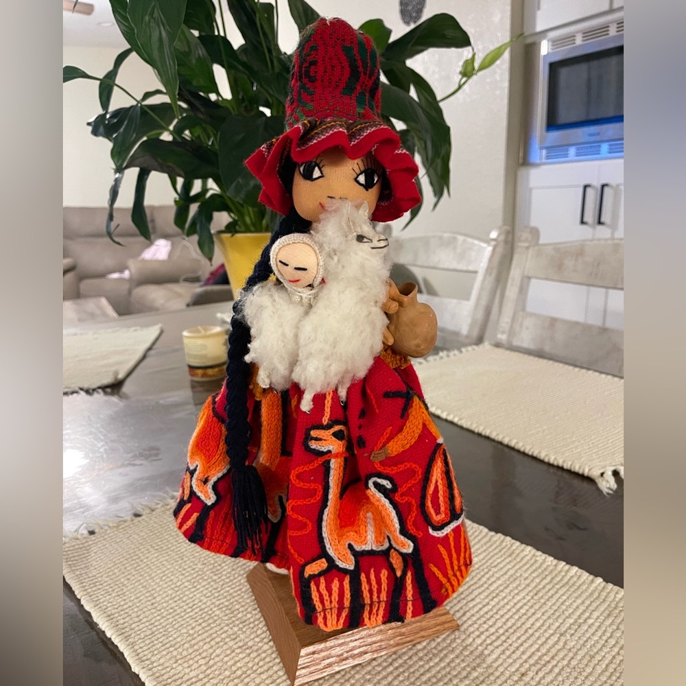 Handcrafted Red And Black Doll with Baby